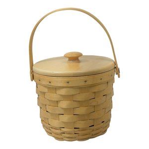 Longaberger Woodcrafts Handwoven Basket With Lid and Handle 6.25" x 6.5"
